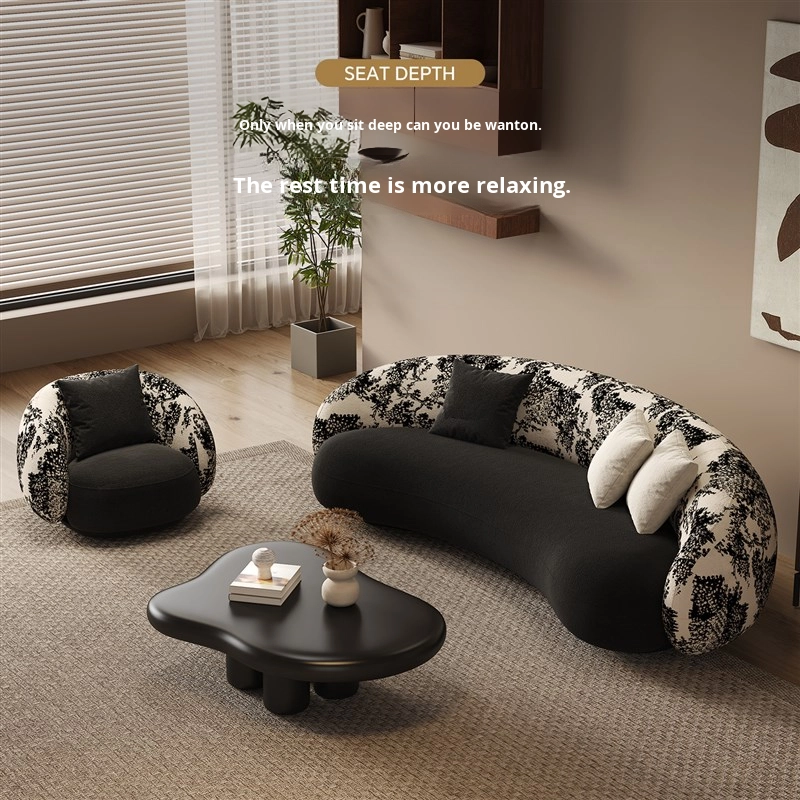 Commercial Fabric Printing - Retro Style Sectional Sofa Suede Printed