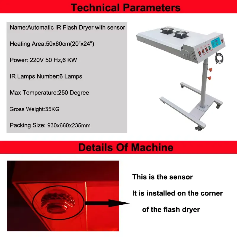 360-degree Rotation 6000W Auto - đánh giá và giá Flash Dryer Screen Print